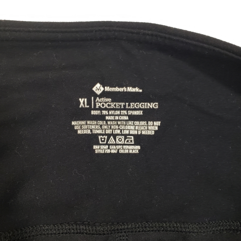 Members Mark Active Pocket Legging Capris Mesh Athletic Yoga Womens Black Pants - Picture 8 of 10